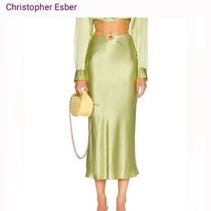 Christopher Esber Light Green loophole skirt